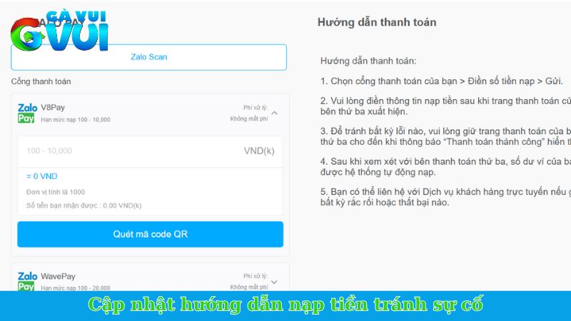 Hướng dẫn nạp tiền GVUI - Cập nhật quy trình thanh toán 1 Cập nhật hướng dẫn nạp tiền tránh sự cố