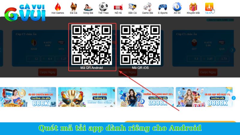 Tải app GVUI - Chủ động giải trí, nhận thưởng liền tay 2 Quét mã tải app dành riêng cho Android
